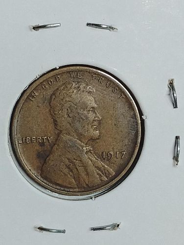 1917 LINCOLN WHEAT CENT VF-20 STRUCK THROUGH ERROR COIN
