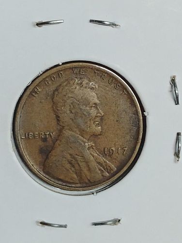 1917 LINCOLN WHEAT CENT VF-20 STRUCK THROUGH ERROR COIN