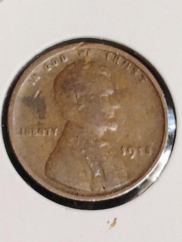 1918 LINCOLN WHEAT CENT VG-8 STRUCK THROUGH GREASE ERROR COIN