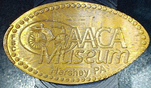 1975  VINTAGE SOUVENIR OLD CARS ELONGATED PENNY AACA MUSEUM HERSHEY PA