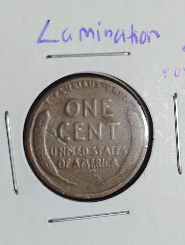 1919 LINCOLN WHEAT CENT VG-8 LAMINATION REVERSE, ROTATED DIE ERROR COIN