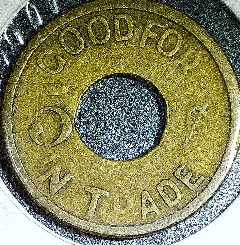 Victory Bell - Good For 5c In Trade Brass Donut Token 21mm