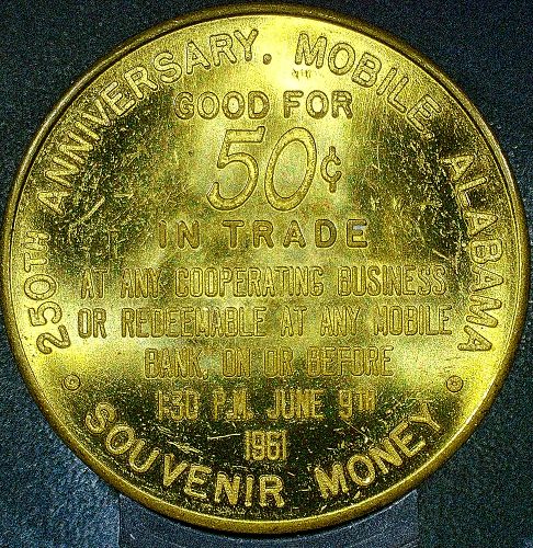 1961 Mobile Alabama 250th Anniversary Medallion 50&cent; Token