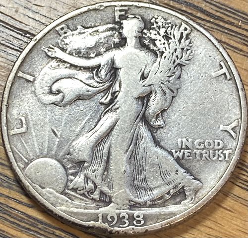 1938 walking liberty half in FINE condition