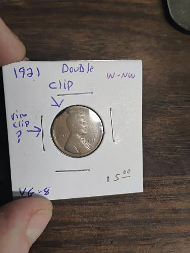 1921 LINCOLN WHEAT CENT VG-8 DOUBLE CLIP ERROR COIN