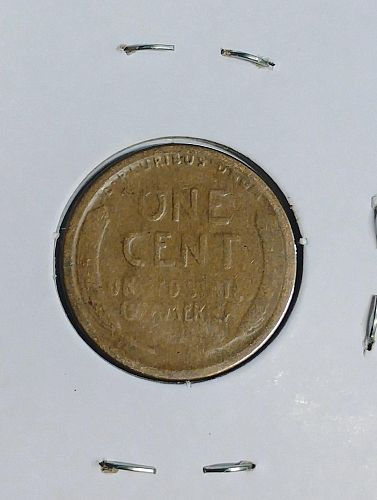 1921-S LINCOLN WHEAT CENT VF-20 STRUCK THROUGH GREASE; reverse / lamination: obverse