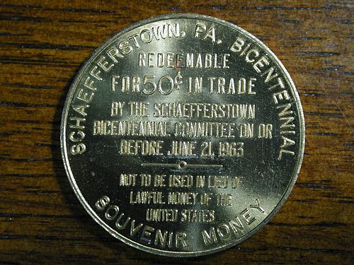 1963-1763 Schaefferstown,Pennsylvania Bicentennial token NICE !