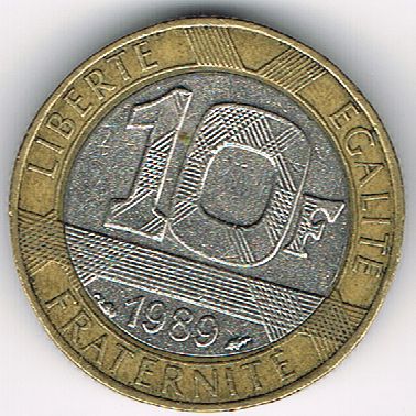 10 Francs, France, 1989