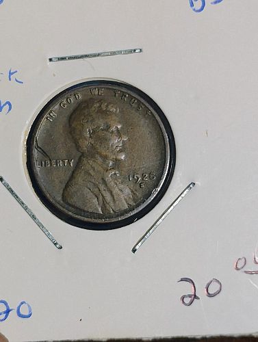 1928-S LINCOLN WHEAT CENT VF-20 STRUCK THROUGH RIM BURR OBVERSE ERROR COIN
