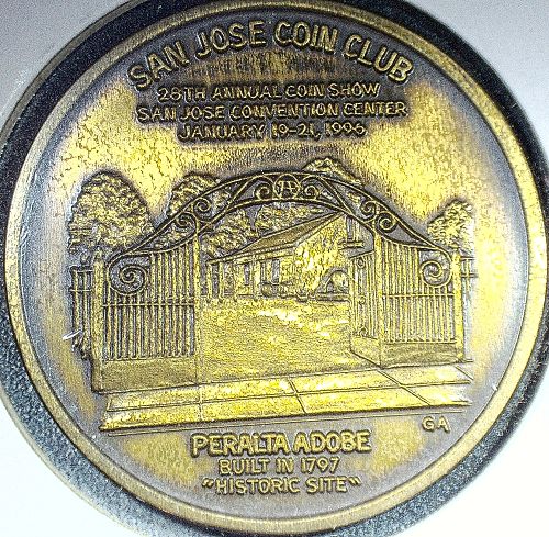 1996 Fallon House & Peralta Adobe San Jose CA Coin Club Medal/Token
