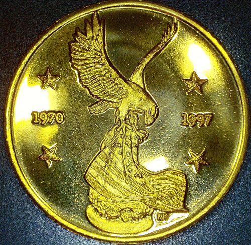 1997 Eagle American Flag Cupertino Coin Club Medal/Token