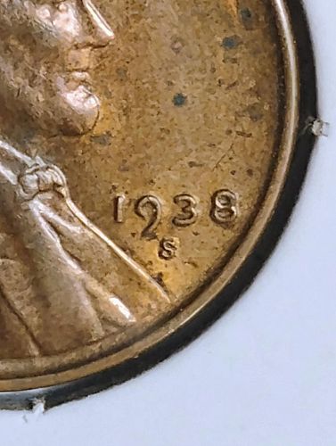 1938-S S/S LINCOLN WHEAT CENT  MS-66 BN, RPM 003 VARIETY REPUNCHED MINT MARK COIN