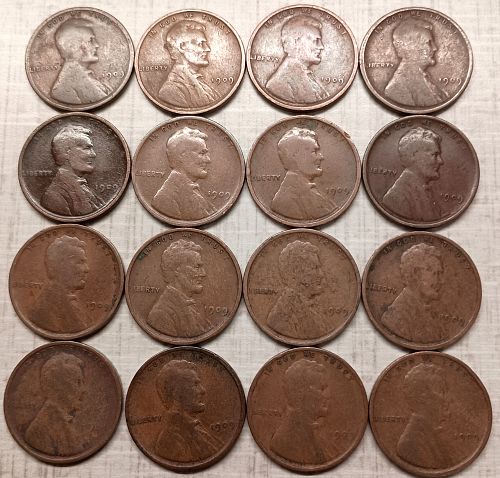 1909-1939 PDS Lincoln Wheat Cent 50 Coin Roll - Loaded - Plus VDB