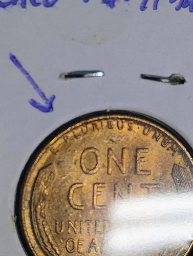 1939 LINCOLN WHEAT CENT MS-63 BN, DIE CRACK & PLANCHET ERROR, LAMINATION ERROR COIN