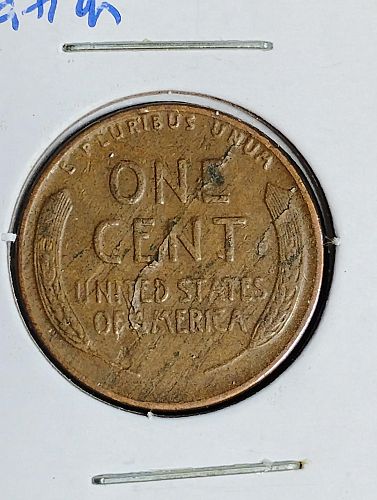 1941 LINCOLN WHEAT CENT VF-20 LAMINATION ON REVERSE ERROR COIN