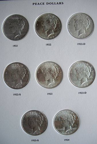 Complete Nicer Grade Peace Dollar Set ~24 Coins ~1926 AU58 ANACS VAM-2 ~Free Shipping