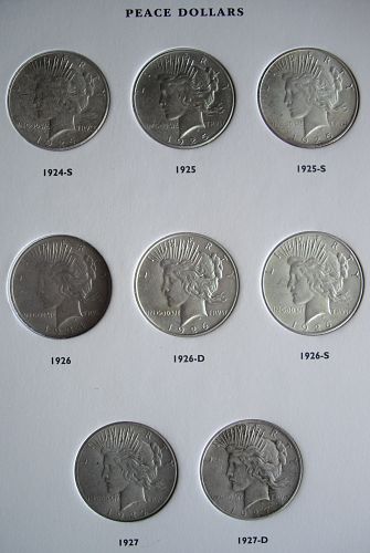 Complete Nicer Grade Peace Dollar Set ~24 Coins ~1926 AU58 ANACS VAM-2 ~Free Shipping
