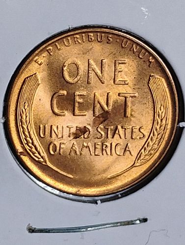 1942 LINCOLN WHEAT CENT MS-66, RED LAMINATION ON REVERSE  & ROTATED DIE ERROR COIN