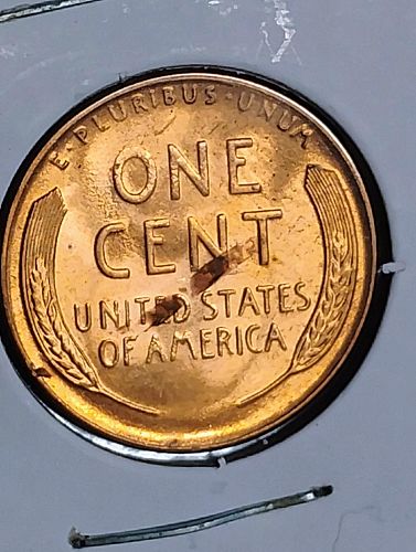 1942 LINCOLN WHEAT CENT MS-66, RED LAMINATION ON REVERSE  & ROTATED DIE ERROR COIN