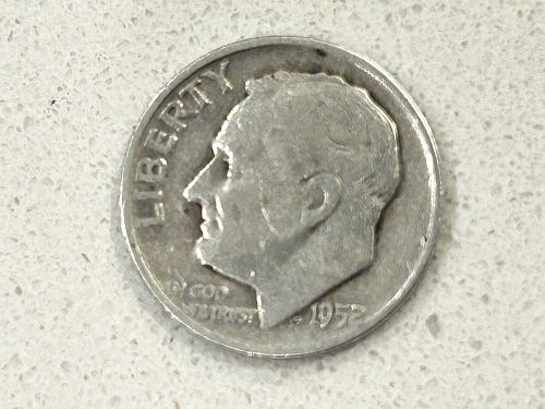 1952 D Roosevelt Dime, 90% silver, exactly as shown