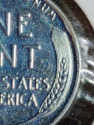 1943 LINCOLN WHEAT CENT REPROCESSED AU REVERSE DIE CRACKS ERROR COIN
