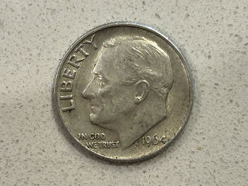 1964 D Roosevelt Dime, 90% silver, exactly as shown