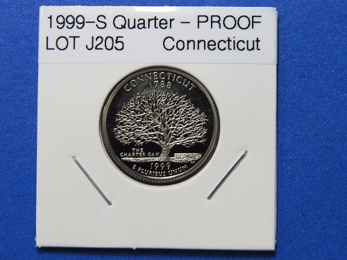 1999-S CONNECTICUT STATE QUARTER (UNCIRCULATED FROM PROOF SET) - LOT J205