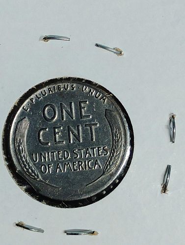 1943-S LINCOLN WHEAT CENT XF-40 DET.: REPLATED CLIP & STRUCK THROUGH ERROR COIN