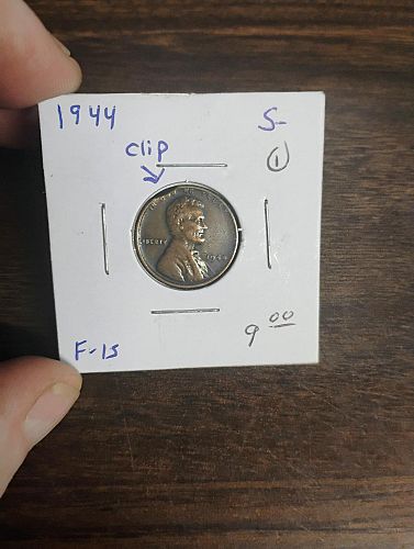 1944 LINCOLN WHEAT CENT F-15 CLIP ERROR COIN