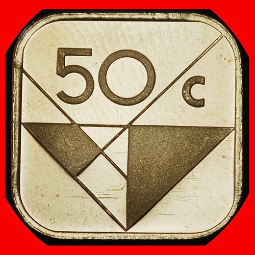 Ⰶ NETHERLANDS (1986-2023): ARUBA ★ 50 CENTS 1986! BEATRIX (1980-2013) UNC MINT LUSTRE