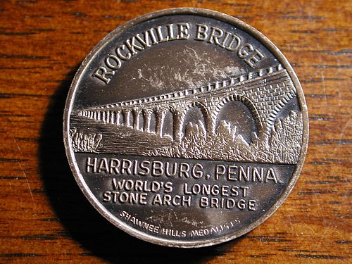 1963 Rockville Bridge Worlds longest stone arch Bridge token NICE !