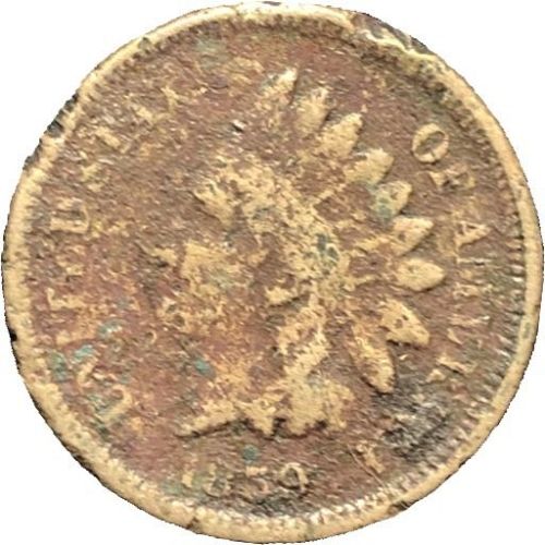 1859-P Indian Head Cent Small Cent: Laurel Wreath Reverse Without Shield