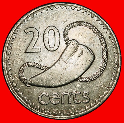 Ⰶ CACHALOT TOOTH (1969-1987): FIJI ★ 20 CENTS 1985 UNCOMMON! ELIZABETH II (1953-2022)