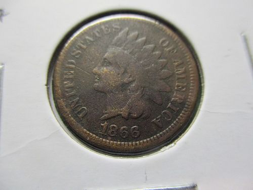 1866  F12 Indian Head Cent.  Item: 1 I66-01.