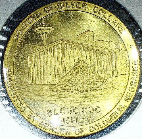 1962 $1,000,000 Silver Dollar Display Seattle, WA Worlds Fair Token - Washington