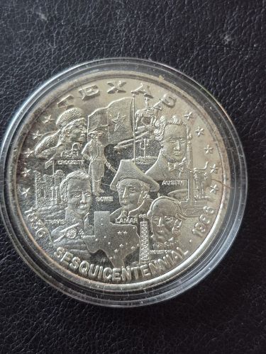 1986 1OZ .999 SILVER TEXAS SESQUICENTENNIAL BU ROUND