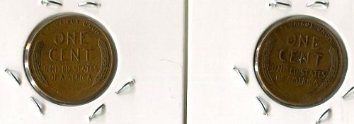 2 - 1946 - S   Lincoln Cents  --  FINE