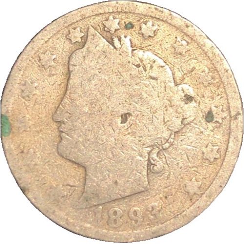 1893 P Liberty Nickel - AG (About Good) condition