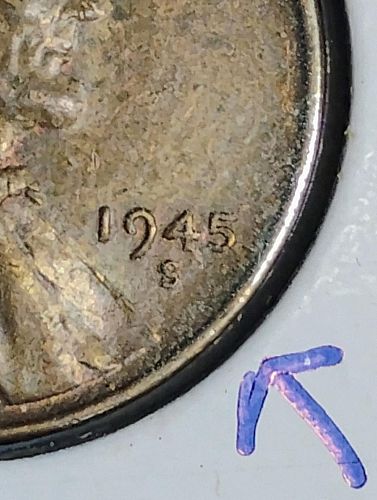 1945 S/S LINCOLN WHEAT CENT MS-60, BN RPM 0015 WEST REV. COLLAR CLASH/MAD ERROR COIN