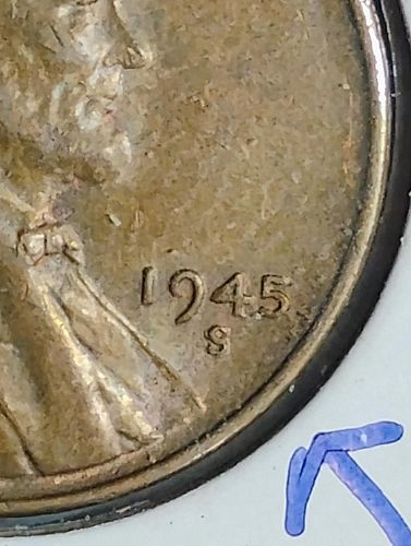 1945 S/S LINCOLN WHEAT CENT MS-60, BN RPM 0015 WEST REV. COLLAR CLASH/MAD ERROR COIN