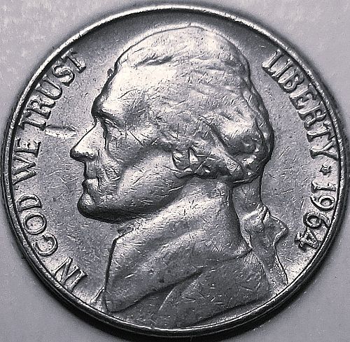 ✅1964-P Jefferson Nickel With a Struck Through Error✅