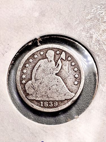 1839 Seated Half Dime Type 2 Good Condition 90% Silver