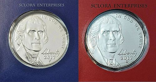 2017  P  & D  JEFFERSON NICKEL'S