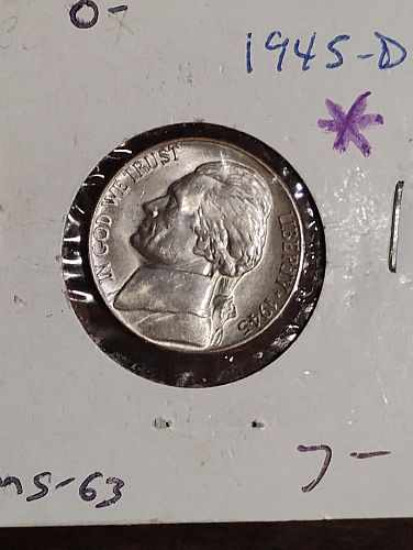 1945-D JEFFERSON NICKEL MS-63 35% SILVER WAR NICKEL