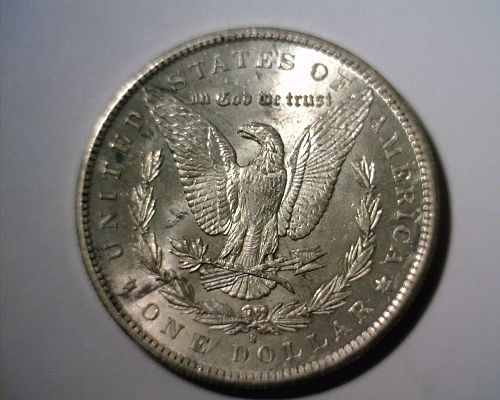 1897 S    SILVER  MORGAN  DOLLAR  ABOUT UNCIRCULATED   NICE LOOKING COIN!!!