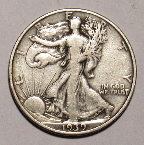 1939 D Walking Liberty Half Dollar in circulated condition