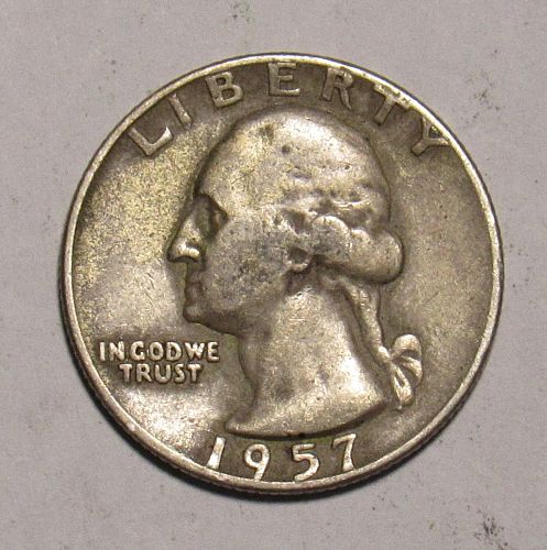 1957 D Washington Quarter in circulated condition