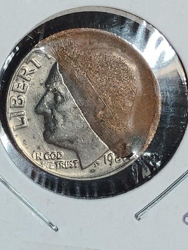 198? ROOSEVELT DIME VF-35 PARTIAL CLAD LAYER MISSING ERROR COIN