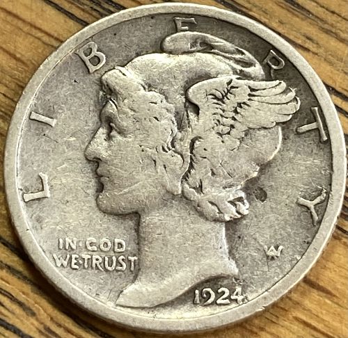 1924D mercury dime in FINE condition