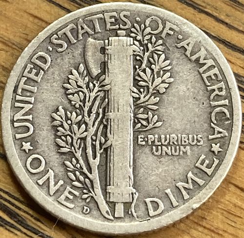 1924D mercury dime in FINE condition